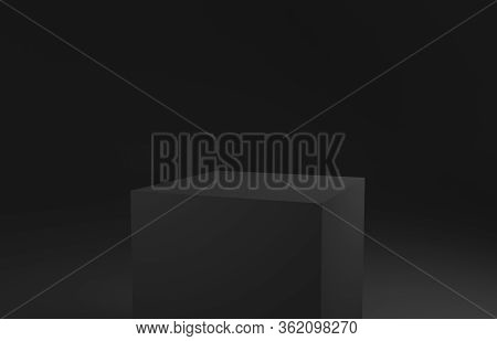 Dark Grey Podium On An Anthracite Background, 3d Rendering