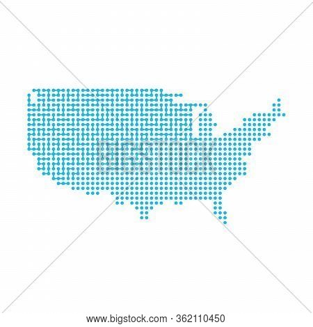 Usa Map In Connected Dots. Concept Of Networking, Structure, Communication. Stock Vector Illustratio