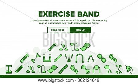Exercise Band Tools Landing Web Page Header Banner Template Vector. Resistance And Stretchable Belt,
