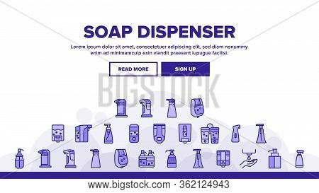 Soap Dispenser Tool Landing Web Page Header Banner Template Vectorr. Soap Dispenser Equipment Fow Wa