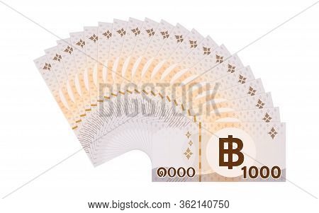 Banknote Money 20,000 Baht Thai Isolated On White, Thai Currency Twenty Thousand Thb Concept, Money 