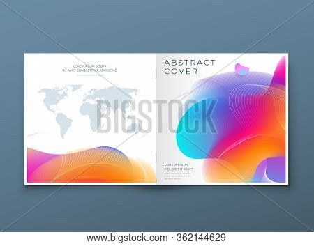 Square Liquid Abstract Cover Background Design. Fluid Dynamic Element For Modern Brochure, Banner, P