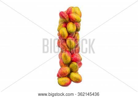 Letter I From Mangos, 3d Rendering Isolated On  White Background