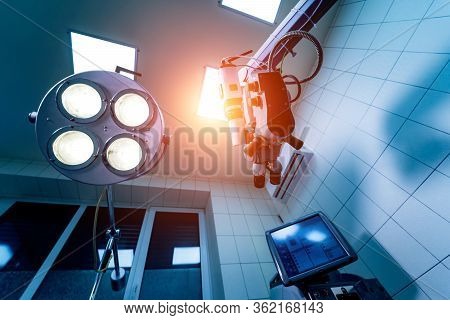Medical Ophthalmology Professional Equipment. Microsurgical Microscope In A Operating Room. Ophthalm