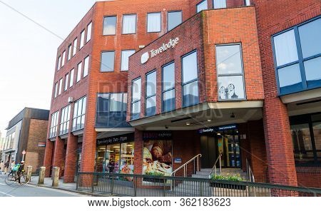 Chester, Uk: Mar 1, 2020: The Travelodge On Pepper Street Is Located In Windsor House Which Is Also 