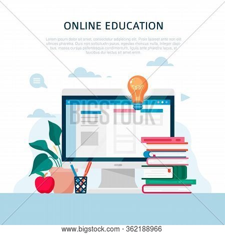 Vector Flat Stylish Design For Home Education Concept. Colorful Elements For Web Applications And Ba