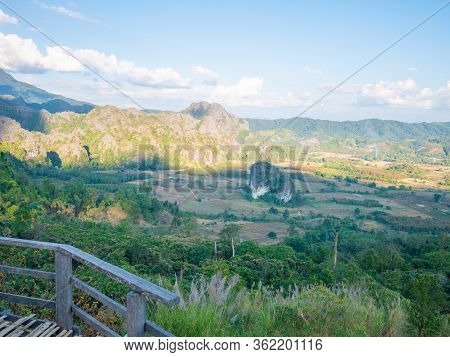 Beautiful Landscape Landmark Famous Mountain View Of Phu Langka National Park,phayao,thailand.holida