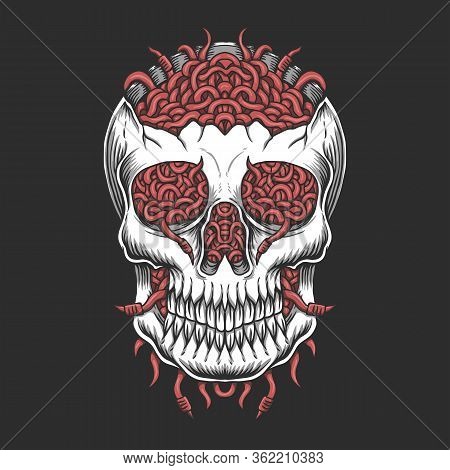 Skull Head Worm Vector Illustration For Your Company Or Brand