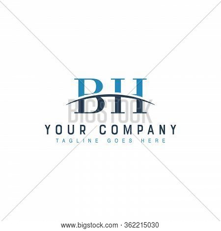 Initial Letter Bh, Overlapping Movement Swoosh Horizon Logo Company Design Inspiration In Blue And G