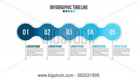 Infographic Timeline With 5 Options. Business Infographics. Presentation Slide With 5 Steps, Circles