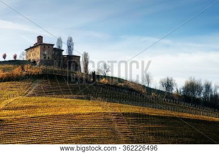 Castello Della Volta, Medieval Castle In The Vineyards Of Langhe, Near Barolo (piedmont, Italy)