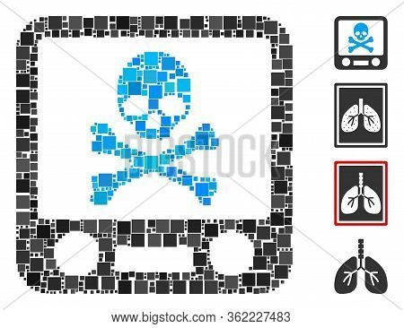 Collage Xray Screening Icon Organized From Square Items In Random Sizes And Color Hues. Vector Squar