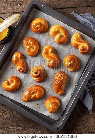 Jidasky Or Jidase - Czech Sweet Easter Pastry Made Of Yeast Dough And Brushed With Warm Honey, Top V