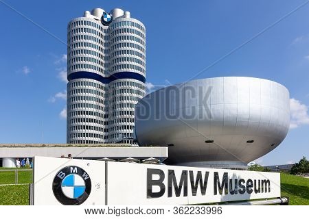 Panoramic View Of Bmw Museum And Headquarters. Headoffice In Munich, Germany, 2020