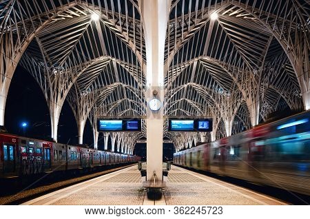 Lisbon, Portugal - February 4, 2019: Tre Modern Train Station Of Gare Do Oriente In Lisbon (portugal