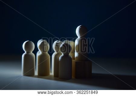 Shadow Economy Mockup. Black Market. Undeclared Work. Corruption. Wooden Figure On Cube, People Mini