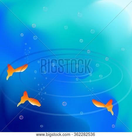 Abstract Golden Fish On A Colored Background.colored Background With Abstract Colored Fishes.
