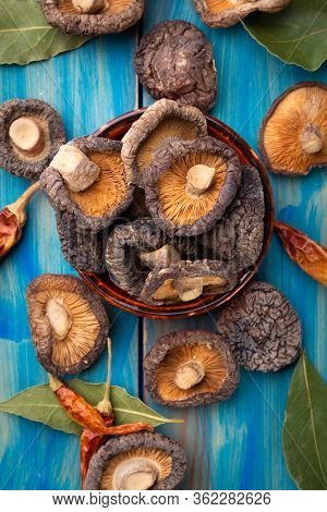 Dehydrated shiitake mushrooms, asian food ingredient