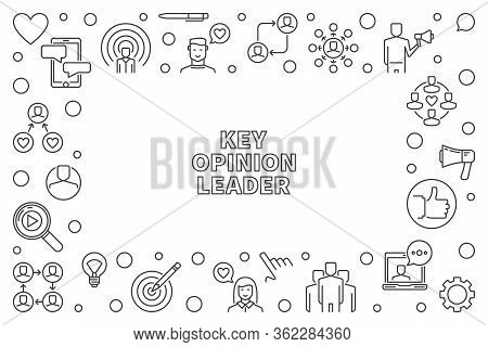 Key Opinion Leader Linear Horizontal Frame - Vector Kol Concept Outline Illustration