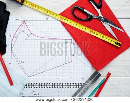 Making Protective Mask For The House From The Fabric, Create A Markup Template For Sewing The Mask, 