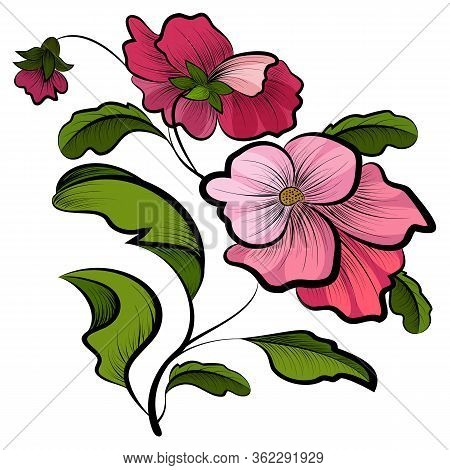 Bouquet Of Pansies On A White Background.colored Bouquet Of Pansies On A White Background.