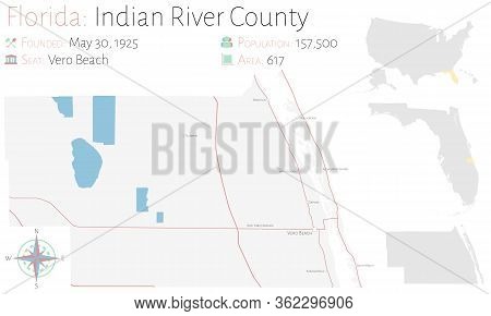 Large And Detailed Map Of Indian River County In Florida, Usa.