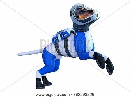 3D Rendering Astronaut Dog On White