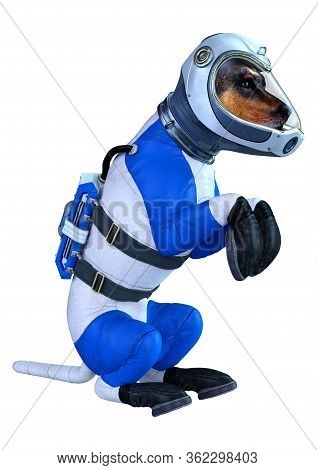 3D Rendering Astronaut Dog On White