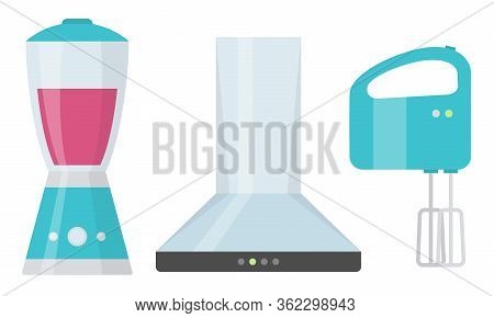 Different Kitchen Appliences For Cooking Vector Illustration