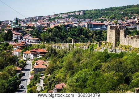 Veliko Tarnovo, Bulgaria - August 31, 2019: Yantra Hotel. Landscape With The Beautiful Veliko Tarnov
