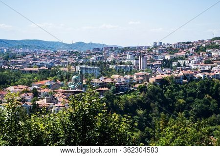 Landscape With The Beautiful Veliko Tarnovo Town Seen From The Fortress And Yantra River, Bulgaria.