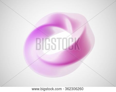 3d Pink Torus Isolated On White Background. Design Element In Shape Of Twisted Torus Or Ring Figure.
