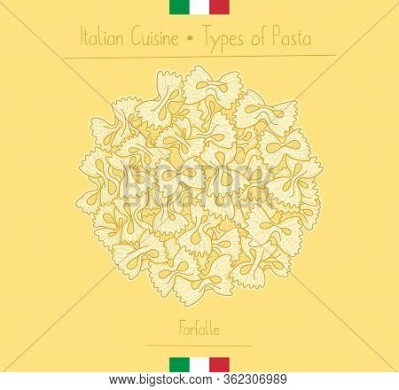 Italian Food Bow Tie Aka Farfalle Pasta, Sketching Illustration In The Vintage Style