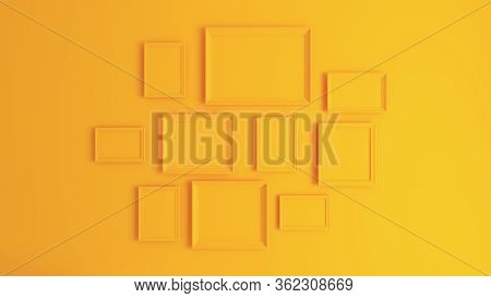 Photo Or Picture Art On Vintage Wall With Border Yellow Frame Realistic 3d Rendering