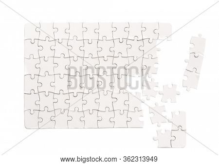 Blank rectangular jigsaw puzzle mockup isolated on white background