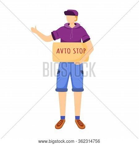 Hitchhiking Experience Flat Vector Illustration
