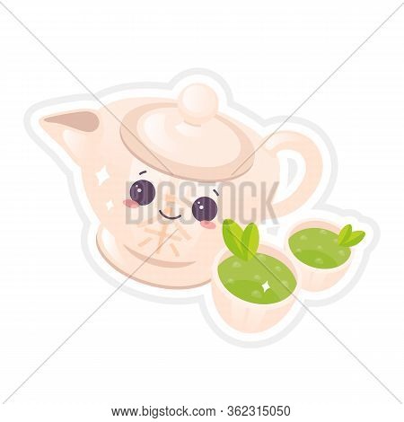 Chinese Tea Ceremony Cute Kawaii Vector Character