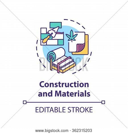 Construction And Materials Concept Icon. Cannabis Use, Hemp Products Idea Thin Line Illustration. Ma