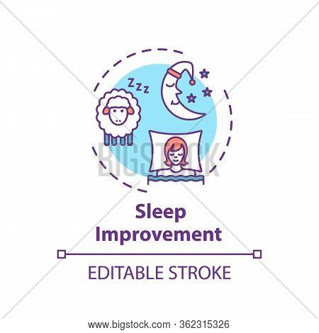 Sleep Improvement Concept Icon. Recreational Cannabis Use, Night Rest Idea Thin Line Illustration. G
