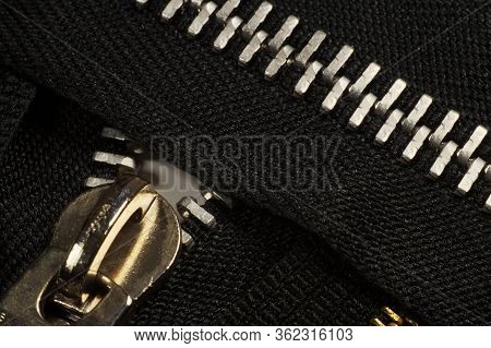 Close-up Of A Zip Fastener. An Important Element Of Many Clothes.