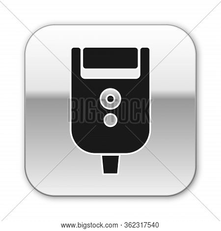 Black Electric Razor Blade For Men Icon Isolated On White Background. Electric Shaver. Silver Square