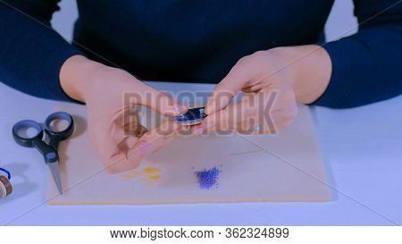 Fashion, Creativity And Handmade Concept - Professional Jewelry Designer Making Handmade Brooch With