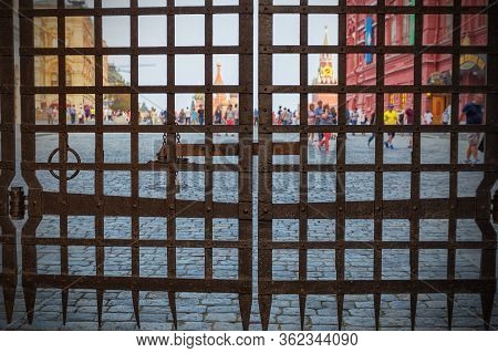 The Resurrection Gate In Moscow , Closed, In Front Of Famous Red Square
