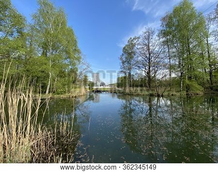 A Spring Landscape With Trees Along Small Lakes Or Ponds And The Glatt River - Zürich (zuerich Or Zu
