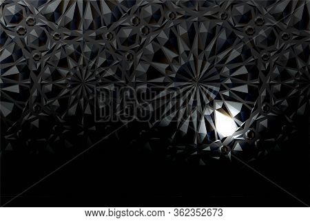 Black Embossed Background With A Luminous Element. Vector Illustration