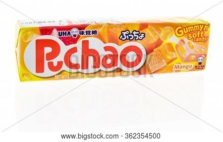 Winneconne,  Wi - 21 April 2020:  A Package Of Uha Mikakuto Puchao Melon Candy On An Isolated Backgr