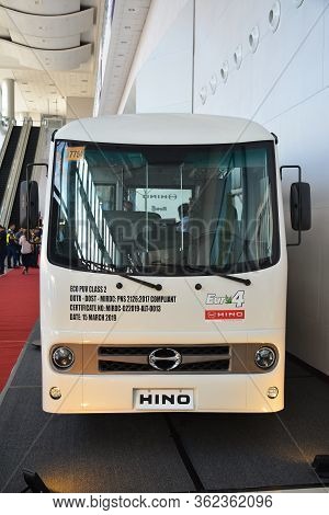 Pasay, Ph - July 26 - Hino Eco Public Utility Vehicle At Philauto Show On July 26, 2019 In Pasay, Ph