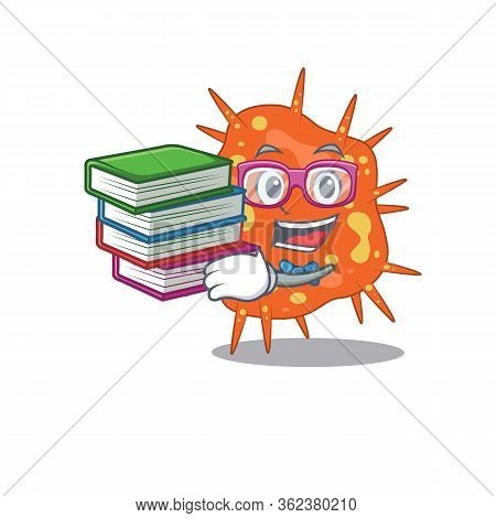 A Diligent Student In Burkholderia Mallei Mascot Design Concept With Books