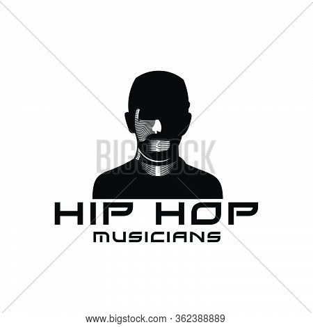 Silhouette Man Using Cap. Hip Hop Musician Logo Ideas. Inspiration Logo Design. Template Vector Illu