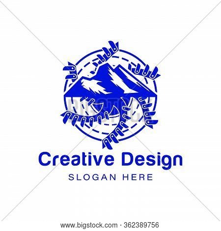 Mountain And Cutter. Drilling. Coal Mine Logo Ideas. Inspiration Logo Design. Template Vector Illust